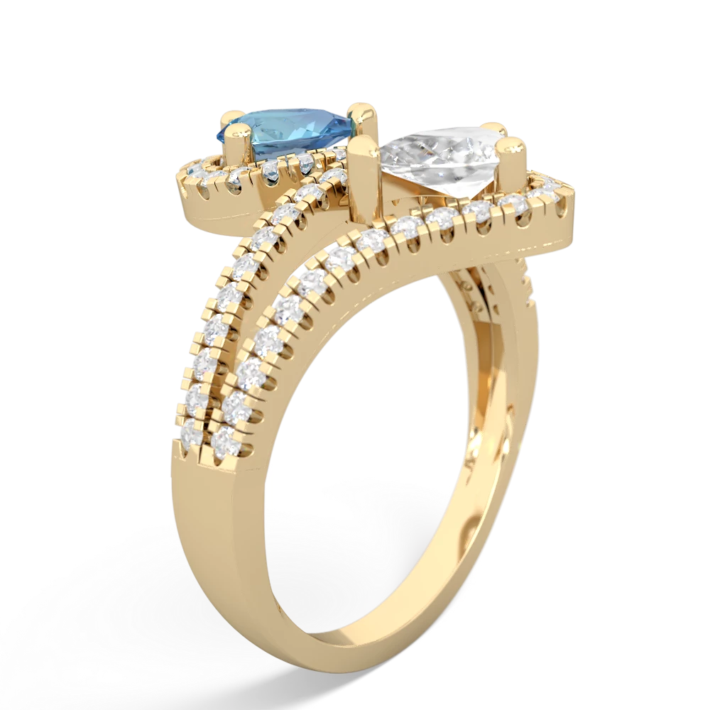 Blue Topaz Diamond Dazzler 14K Yellow Gold ring R3000