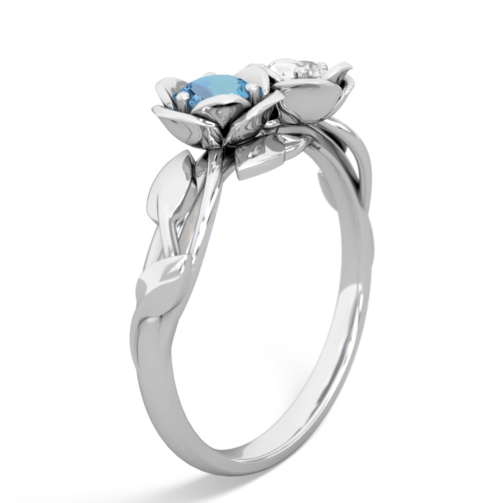 Blue Topaz Rose Garden 14K White Gold ring R5510