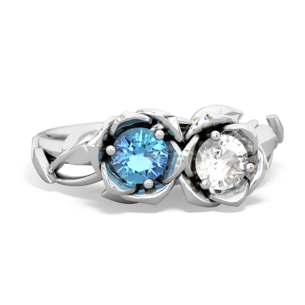 Blue Topaz Rose Garden 14K White Gold ring R5510