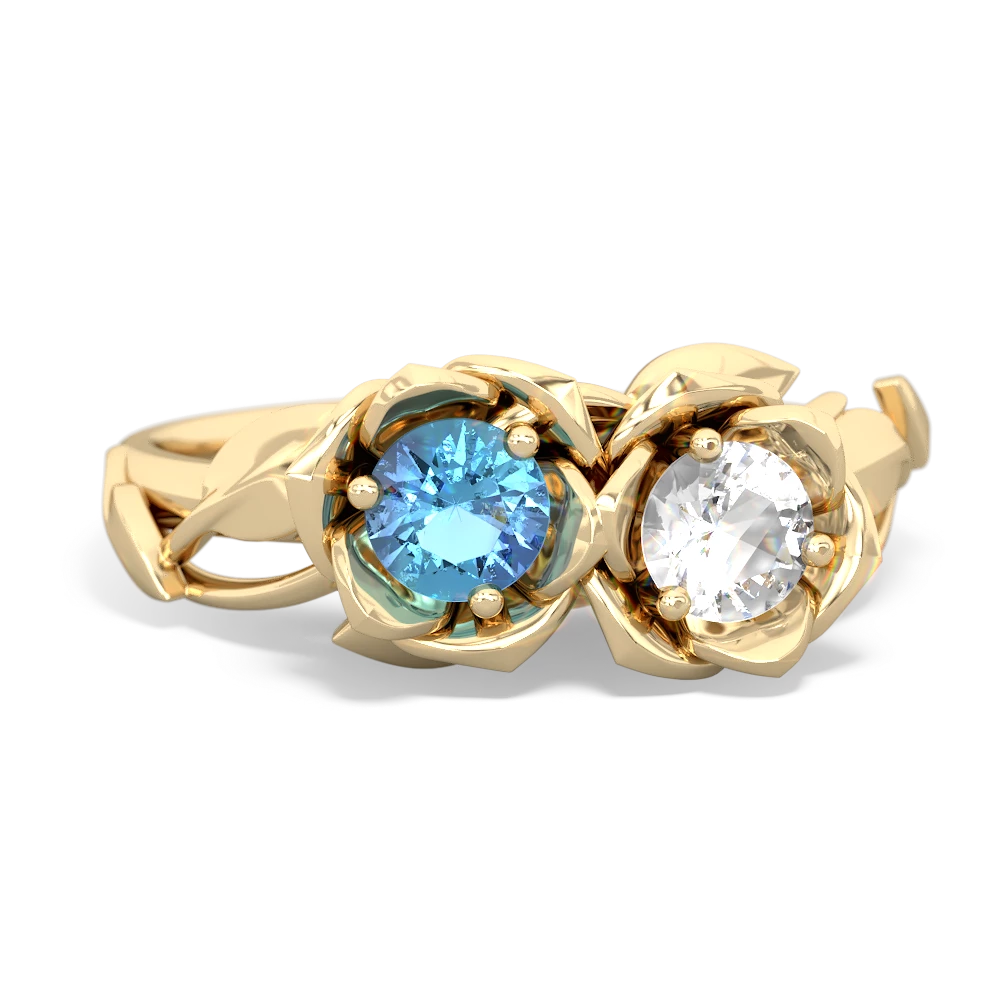 Blue Topaz Rose Garden 14K Yellow Gold ring R5510