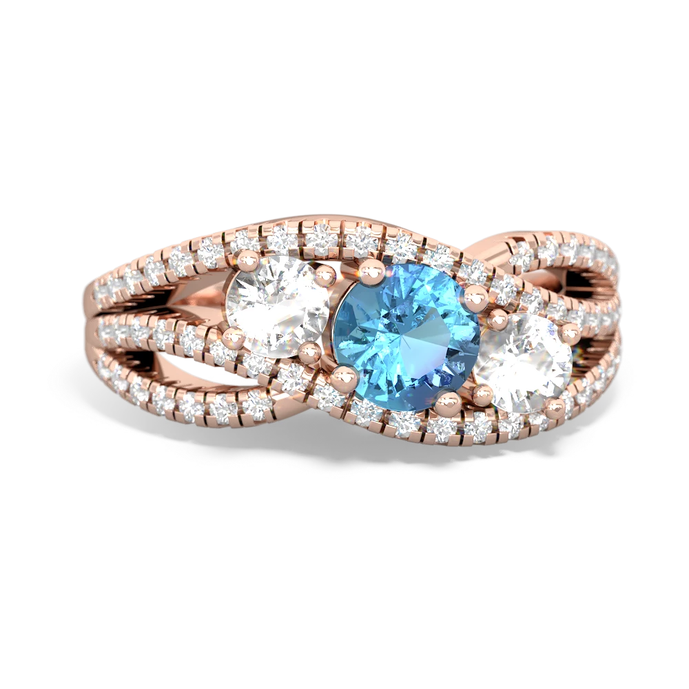 Blue Topaz Three Stone Aurora 14K Rose Gold ring R3080