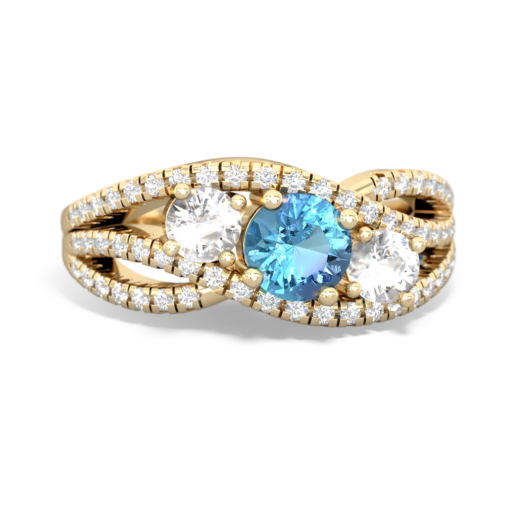 Blue Topaz Three Stone Aurora 14K Yellow Gold ring R3080