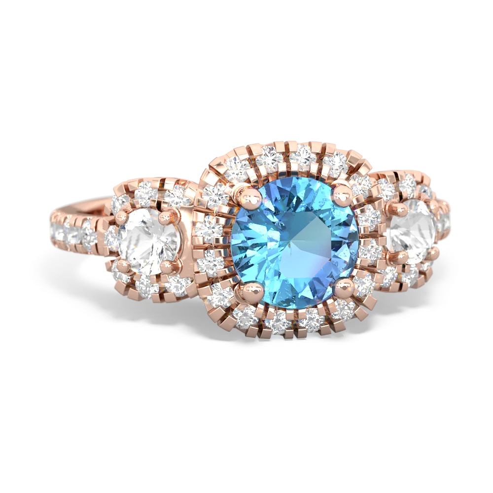 Blue Topaz Regal Halo 14K Rose Gold ring R5350