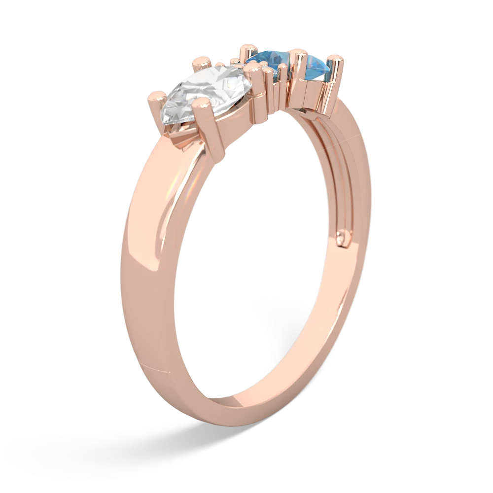 Blue Topaz Pear Bowtie 14K Rose Gold ring R0865