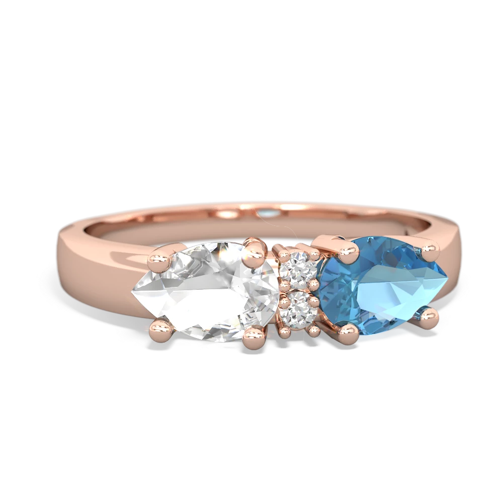 Blue Topaz Pear Bowtie 14K Rose Gold ring R0865