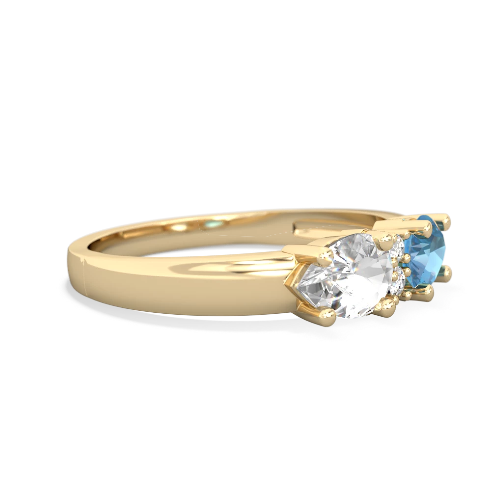 Blue Topaz Pear Bowtie 14K Yellow Gold ring R0865