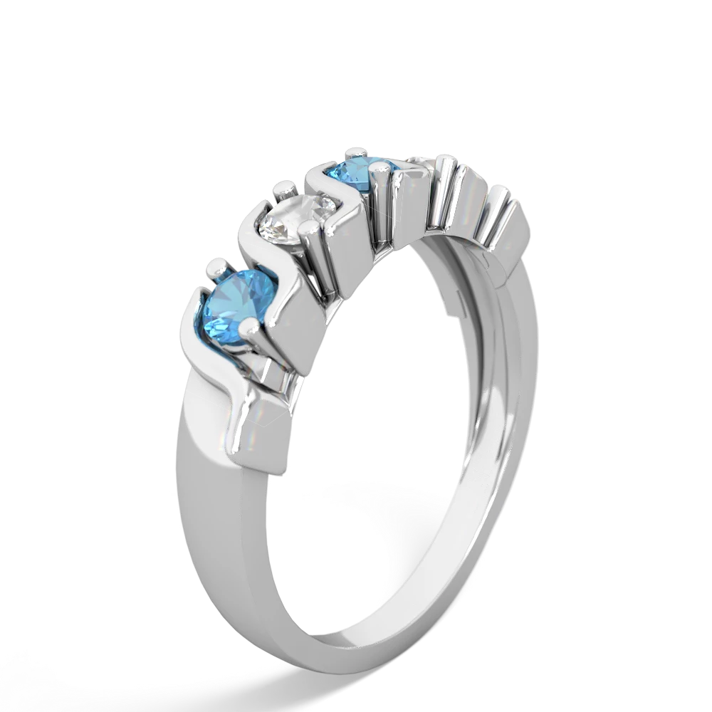 Blue Topaz Anniversary Band 14K White Gold ring R2089