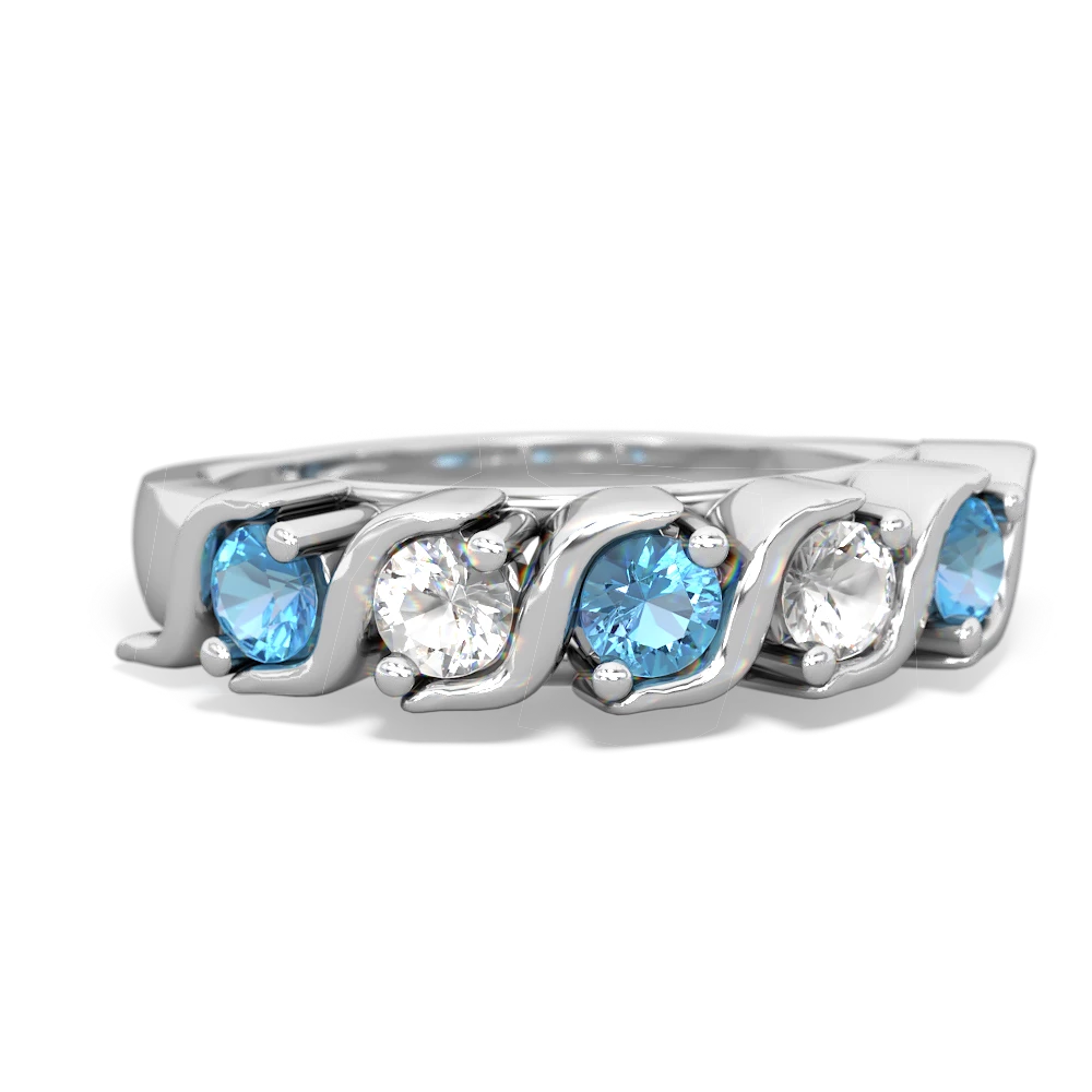 Blue Topaz Anniversary Band 14K White Gold ring R2089