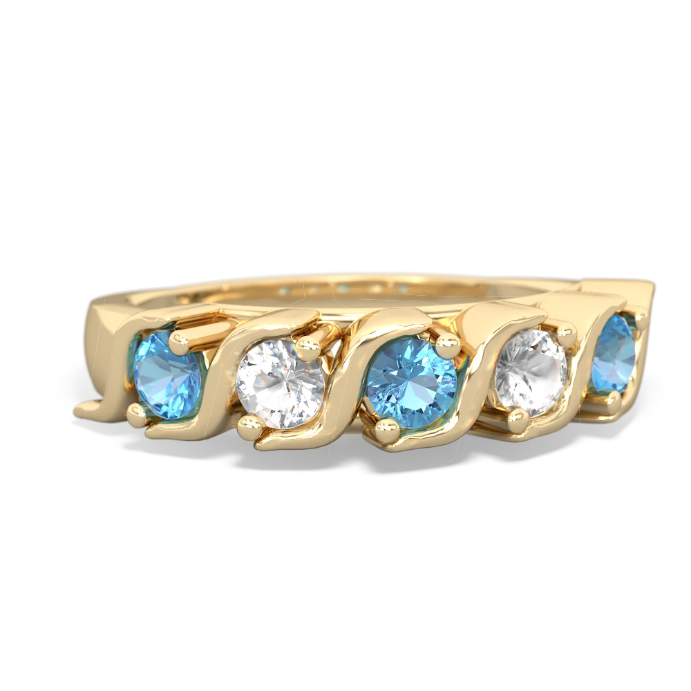 Blue Topaz Anniversary Band 14K Yellow Gold ring R2089