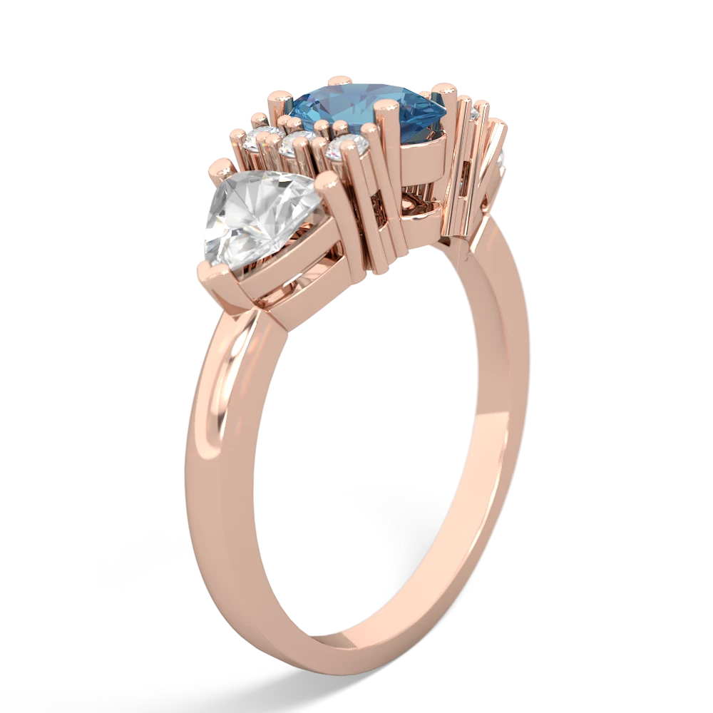 Blue Topaz Antique Style Three Stone 14K Rose Gold ring R2186