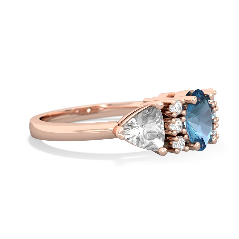 Blue Topaz Antique Style Three Stone 14K Rose Gold ring R2186