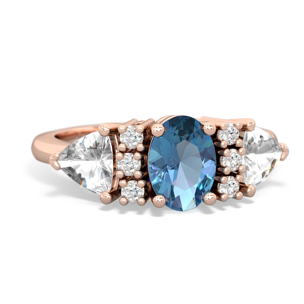 Blue Topaz Antique Style Three Stone 14K Rose Gold ring R2186