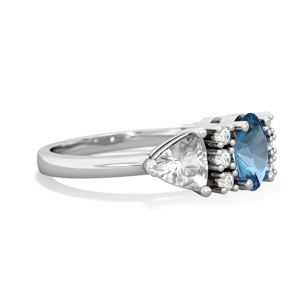 Blue Topaz Antique Style Three Stone 14K White Gold ring R2186