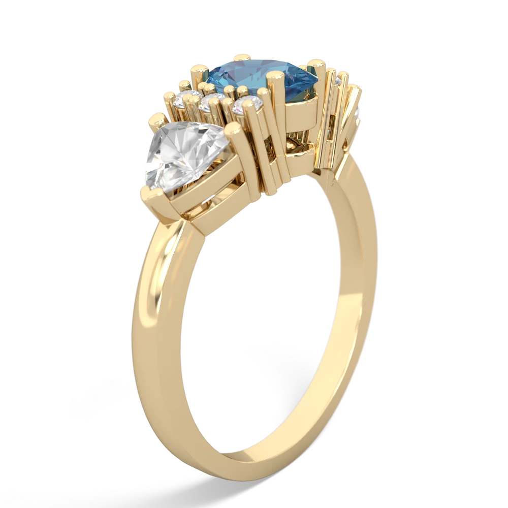 Blue Topaz Antique Style Three Stone 14K Yellow Gold ring R2186