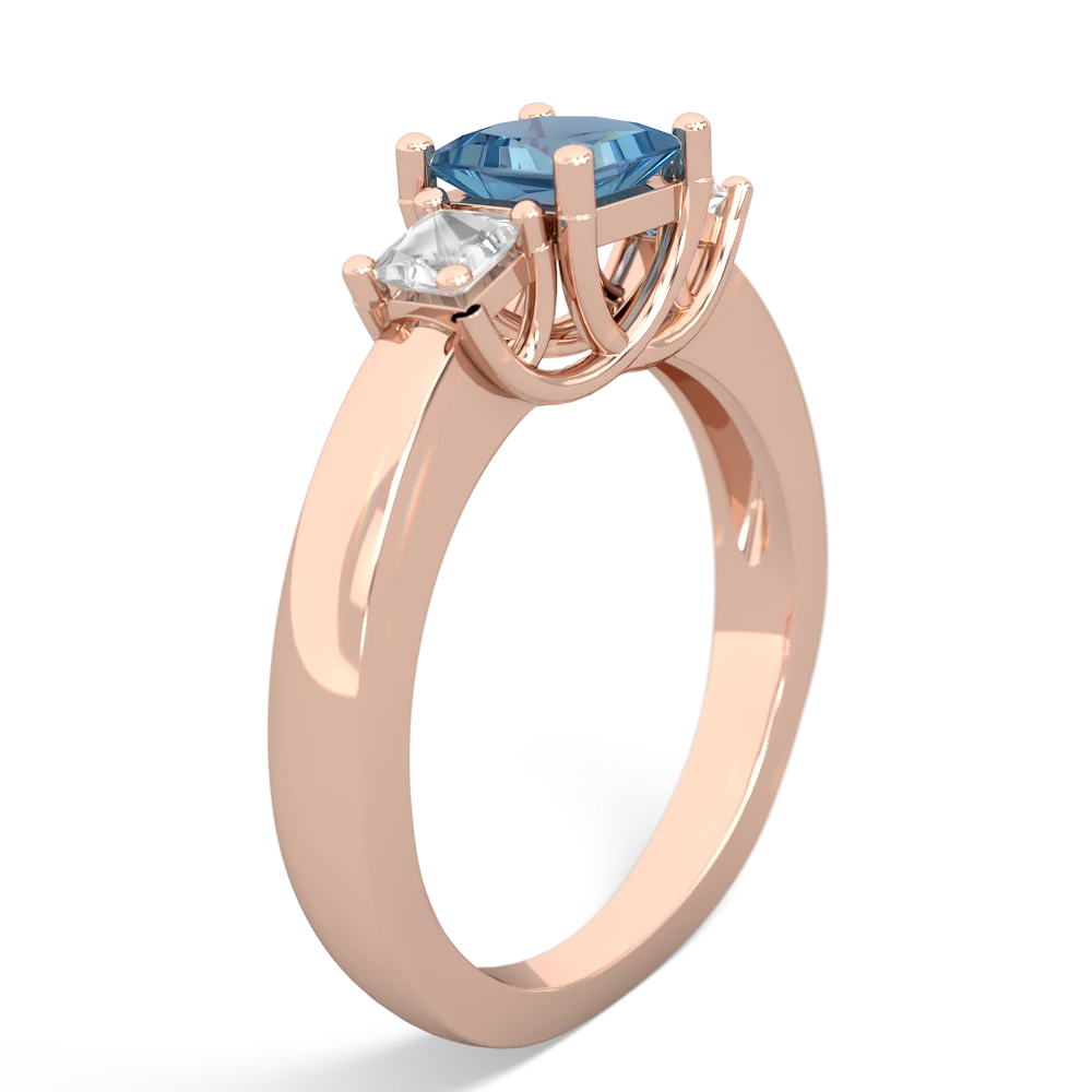 Blue Topaz Three Stone Trellis 14K Rose Gold ring R4015