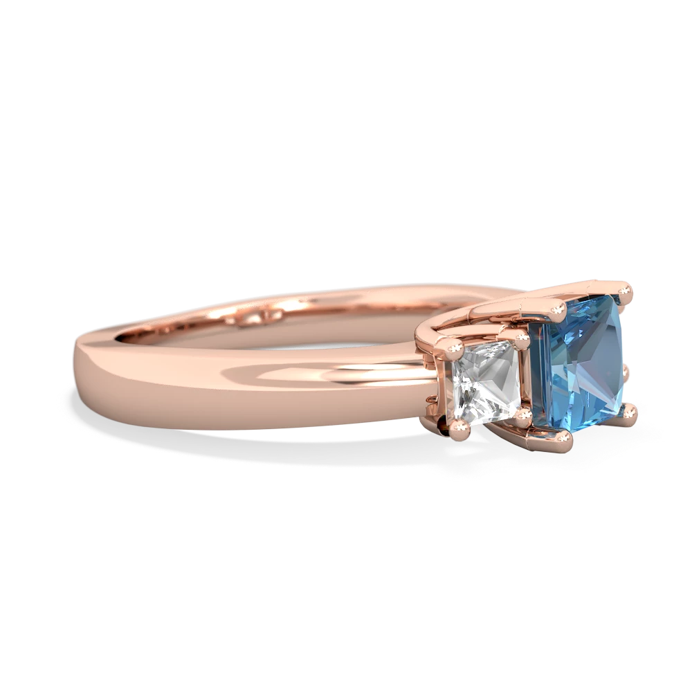 Blue Topaz Three Stone Trellis 14K Rose Gold ring R4015