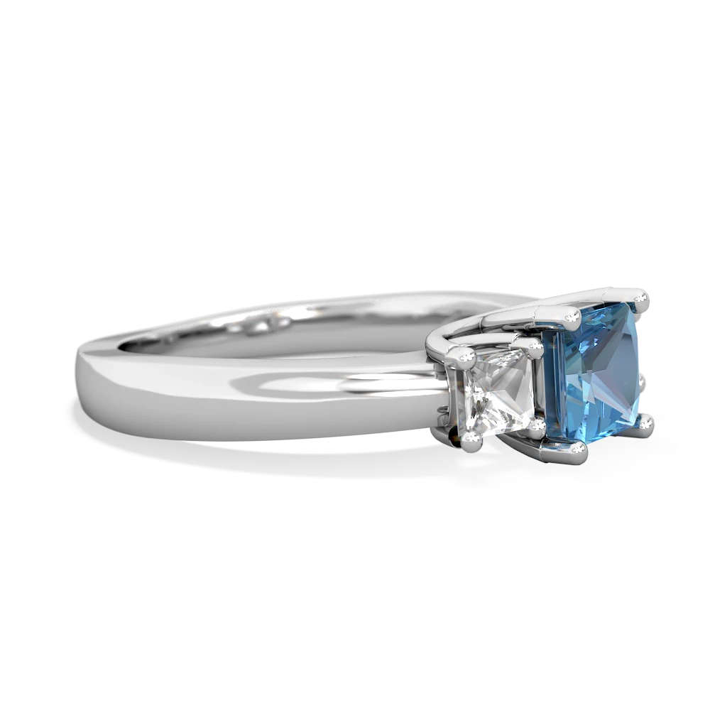 Blue Topaz Three Stone Trellis 14K White Gold ring R4015