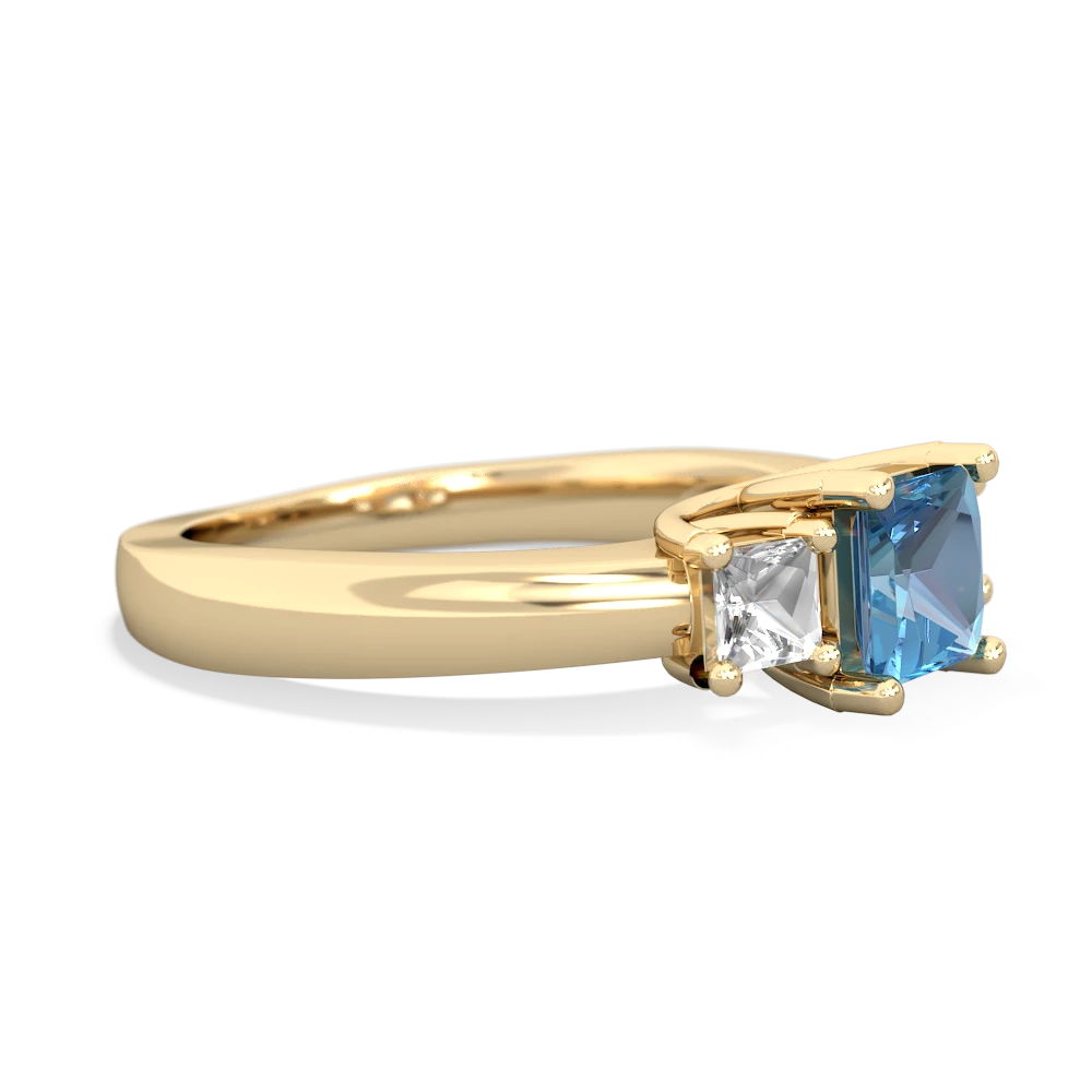 Blue Topaz Three Stone Trellis 14K Yellow Gold ring R4015