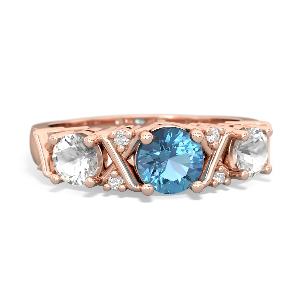 Blue Topaz Hugs And Kisses 14K Rose Gold ring R5016