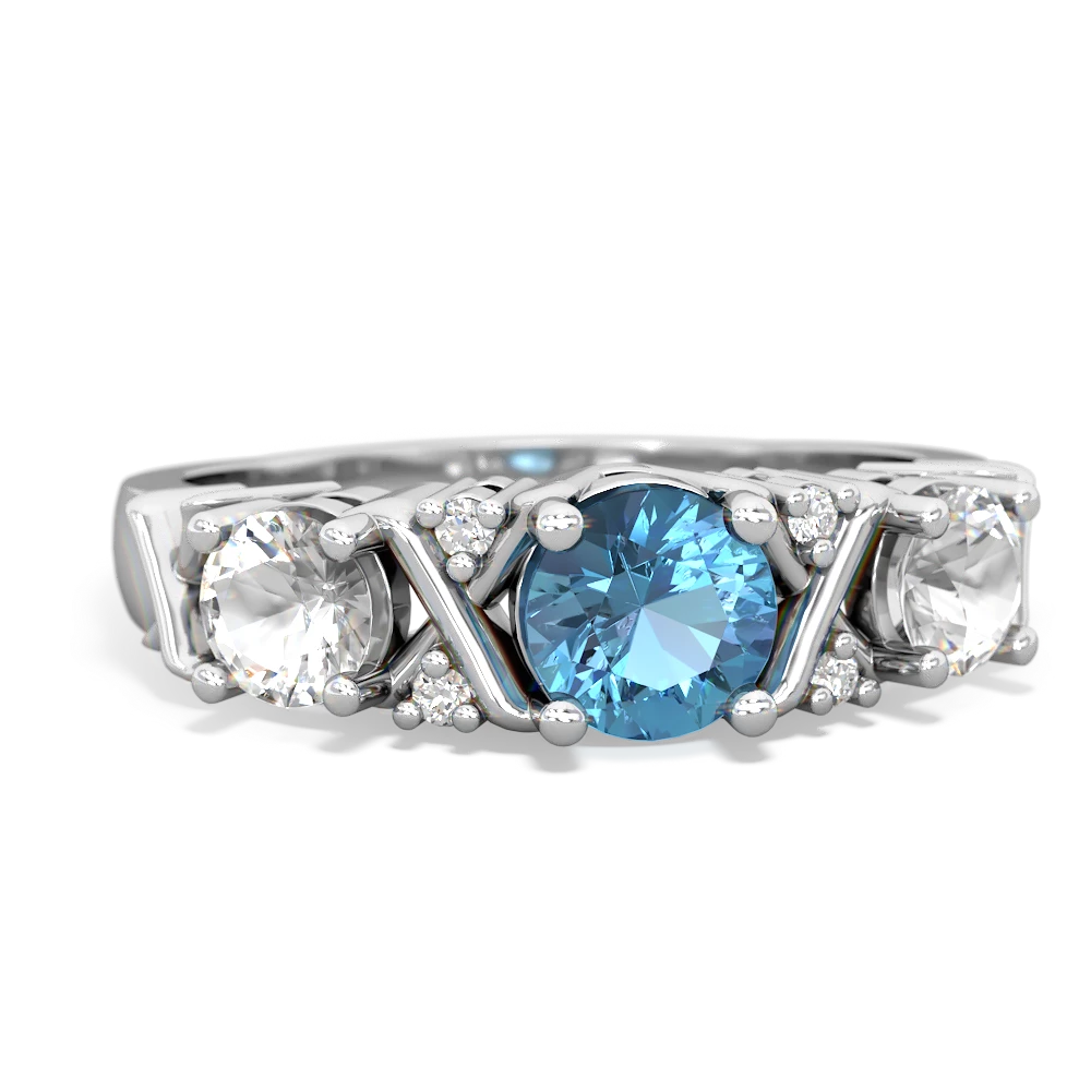 Blue Topaz Hugs And Kisses 14K White Gold ring R5016