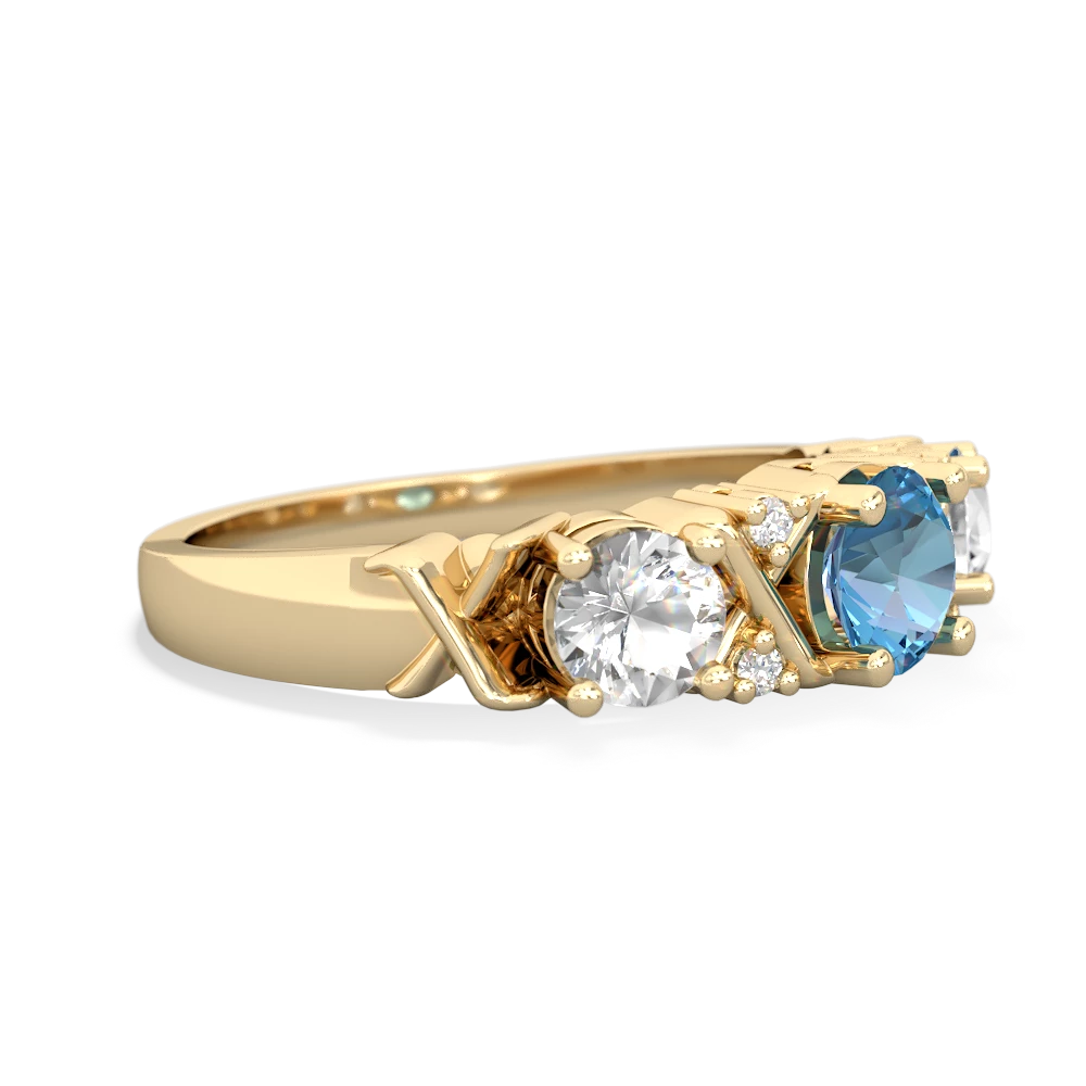 Blue Topaz Hugs And Kisses 14K Yellow Gold ring R5016