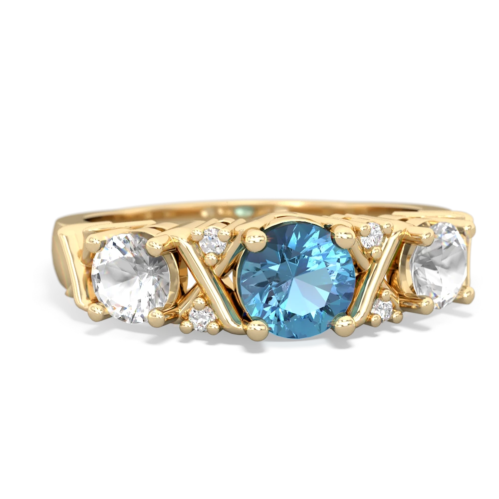 Blue Topaz Hugs And Kisses 14K Yellow Gold ring R5016