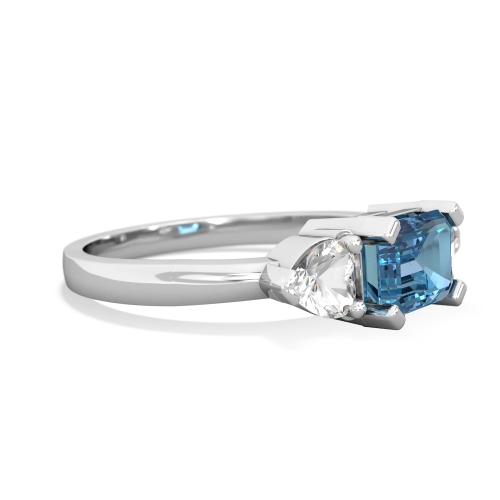 Blue Topaz Three Stone 14K White Gold ring R5235