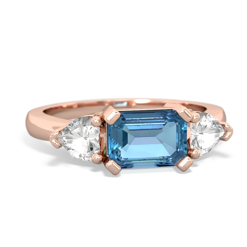 Blue Topaz Three Stone 14K Rose Gold ring R5235