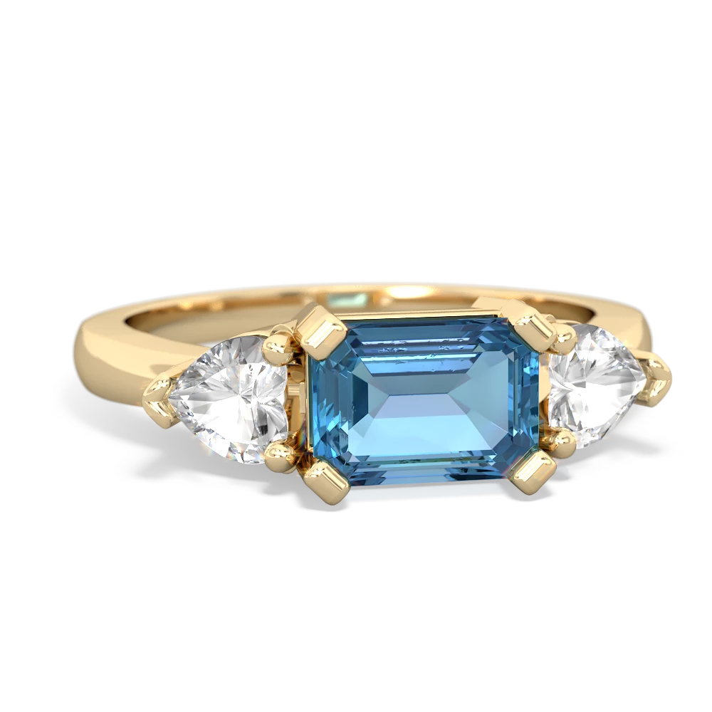 Blue Topaz Three Stone 14K Yellow Gold ring R5235