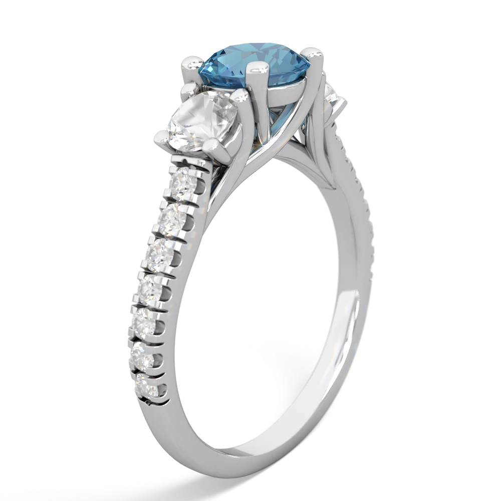 Blue Topaz Pave Trellis 14K White Gold ring R5500