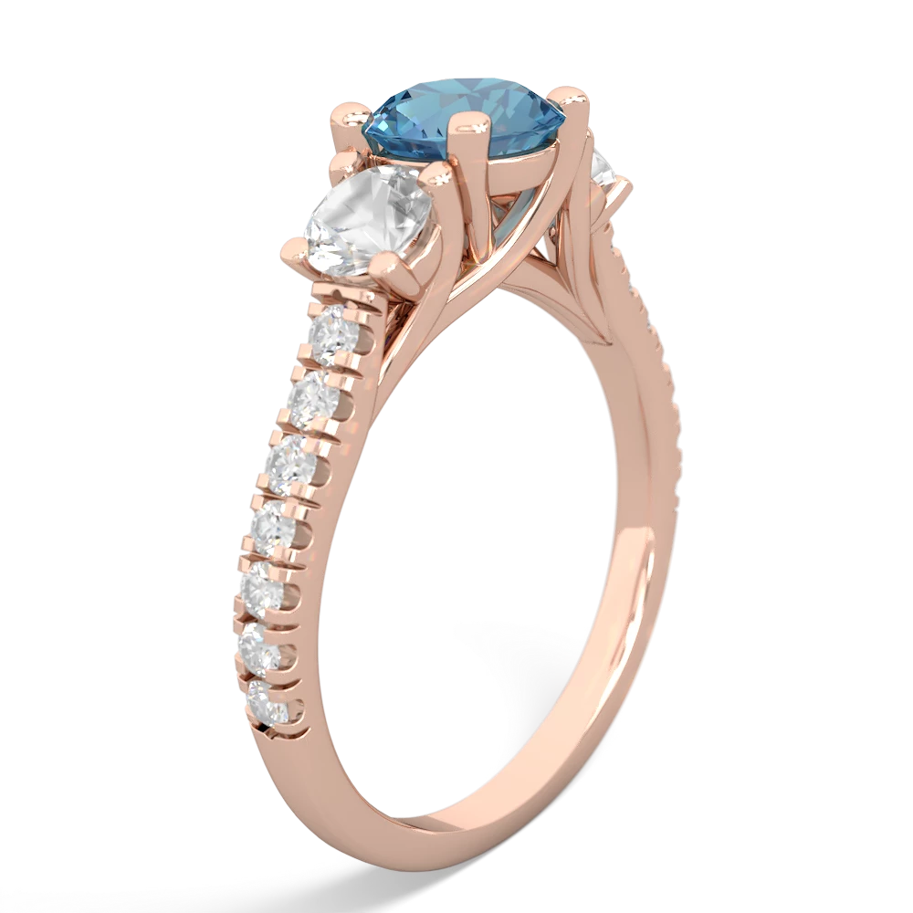 Blue Topaz Pave Trellis 14K Rose Gold ring R5500