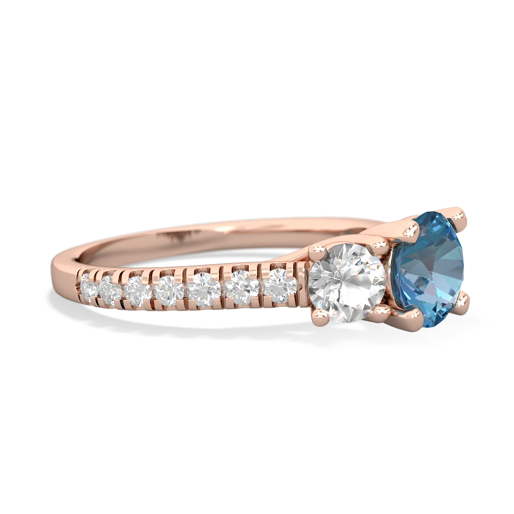 Blue Topaz Pave Trellis 14K Rose Gold ring R5500