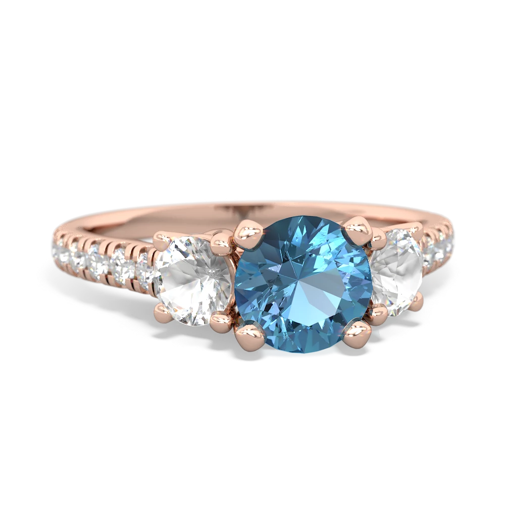 Blue Topaz Pave Trellis 14K Rose Gold ring R5500