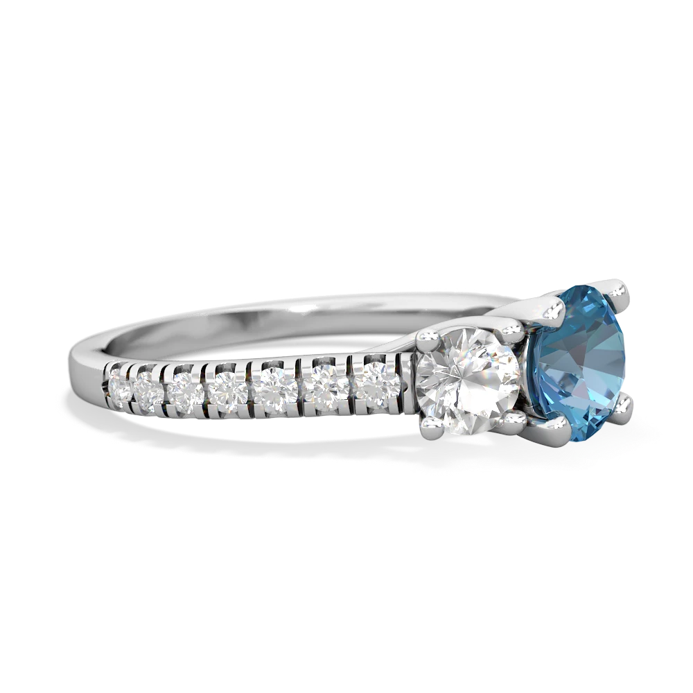 Blue Topaz Pave Trellis 14K White Gold ring R5500