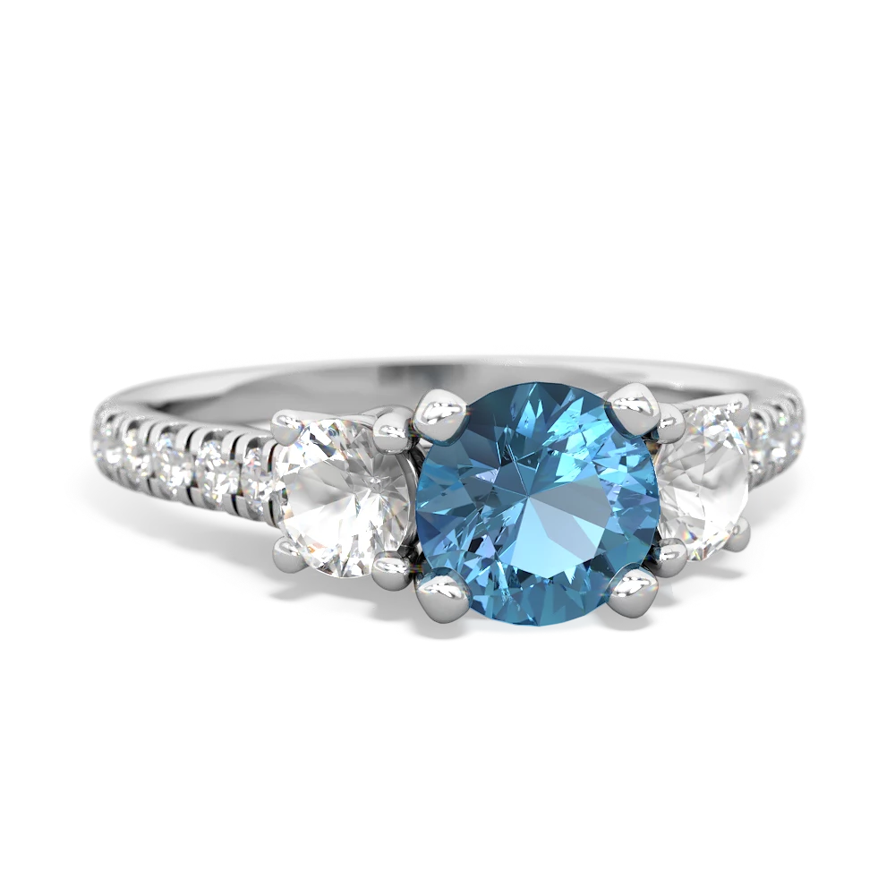 Blue Topaz Pave Trellis 14K White Gold ring R5500