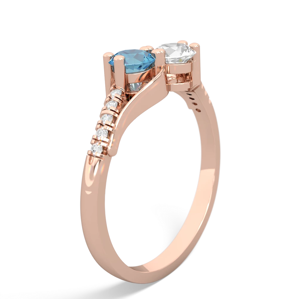 Blue Topaz Infinity Pave Two Stone 14K Rose Gold ring R5285