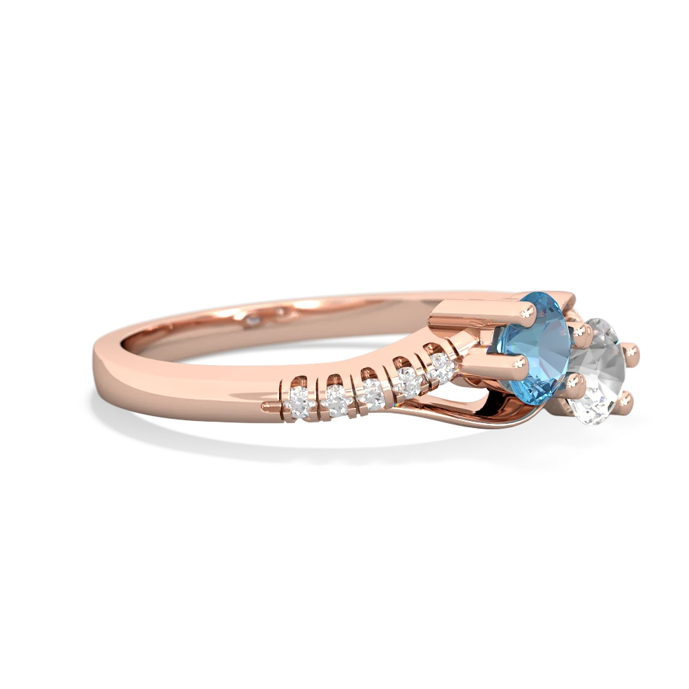 Blue Topaz Infinity Pave Two Stone 14K Rose Gold ring R5285