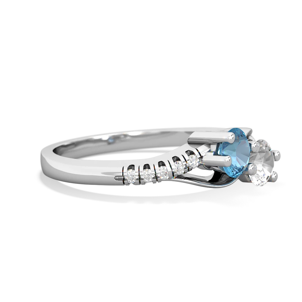 Blue Topaz Infinity Pave Two Stone 14K White Gold ring R5285