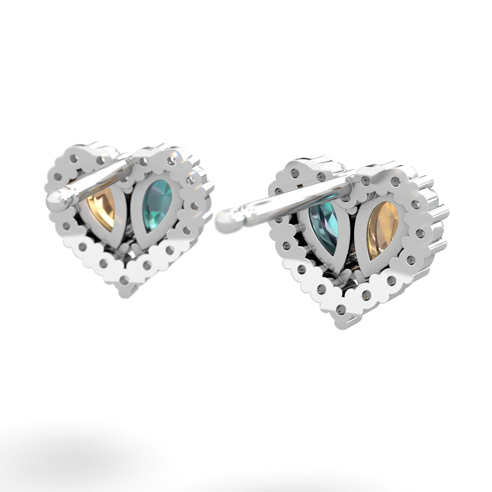 Citrine Halo 14K White Gold earrings E7008