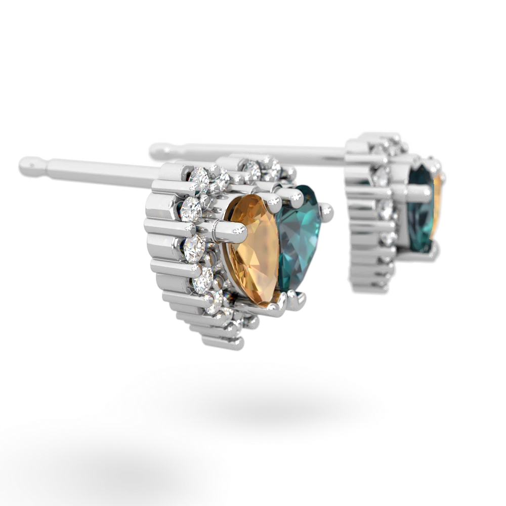 Citrine Halo 14K White Gold earrings E7008