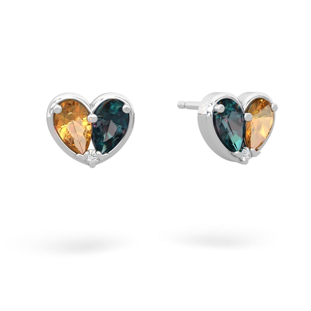 Citrine 'Our Heart' 14K White Gold earrings E5072