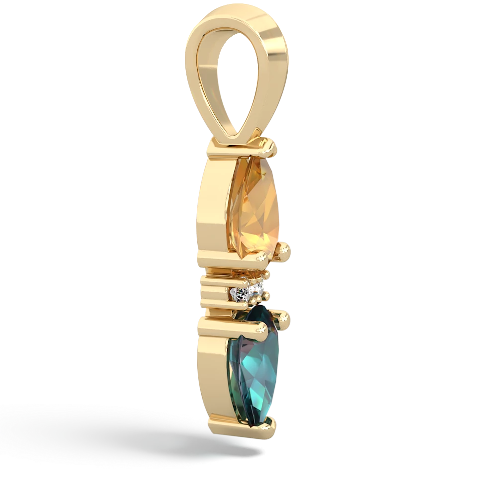 Citrine Bowtie Drop 14K Yellow Gold pendant P0865