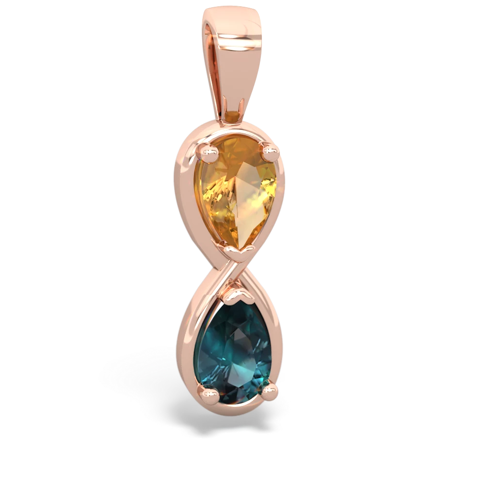 Citrine Infinity 14K Rose Gold pendant P5050