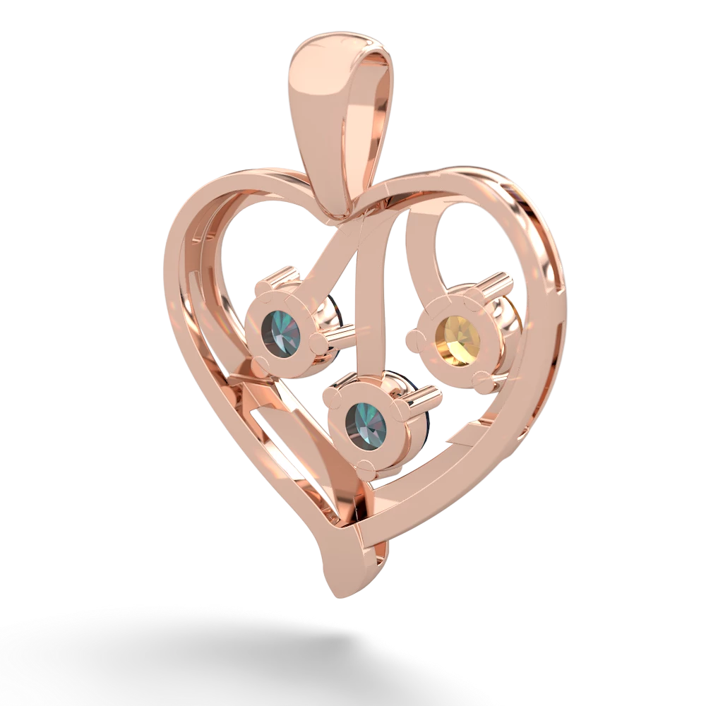 Citrine Glowing Heart 14K Rose Gold pendant P2233