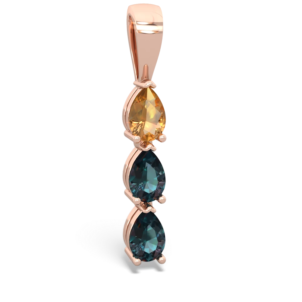 Citrine Dew Drops 14K Rose Gold pendant P2251