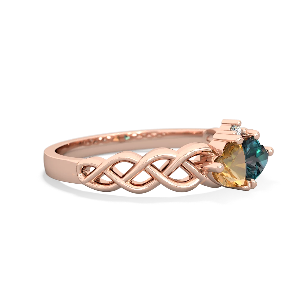 Citrine Heart To Heart Braid 14K Rose Gold ring R5870