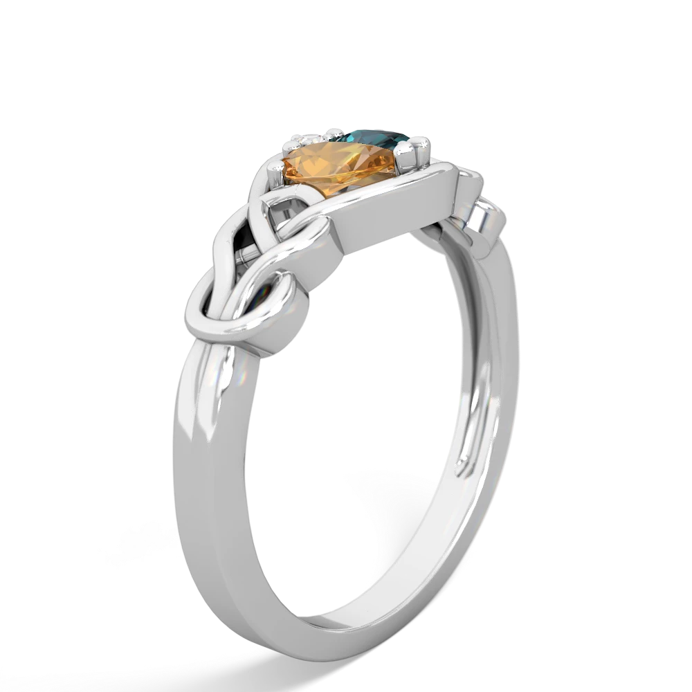 Citrine Celtic Love Knot 14K White Gold ring R5420