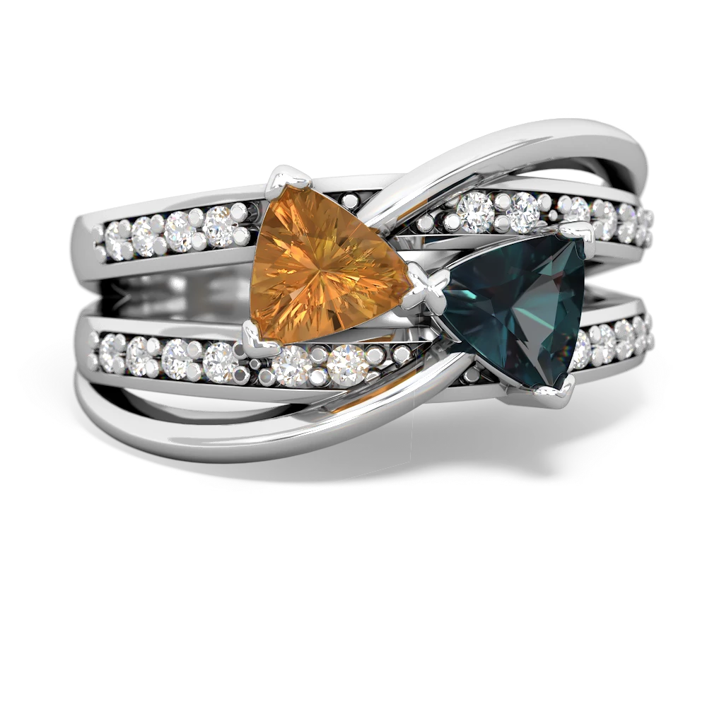 Citrine Bowtie 14K White Gold ring R2360