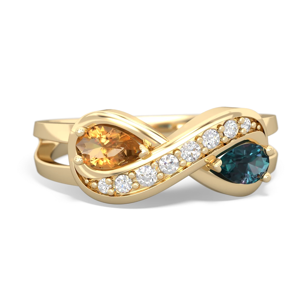 Citrine Diamond Infinity 14K Yellow Gold ring R5390