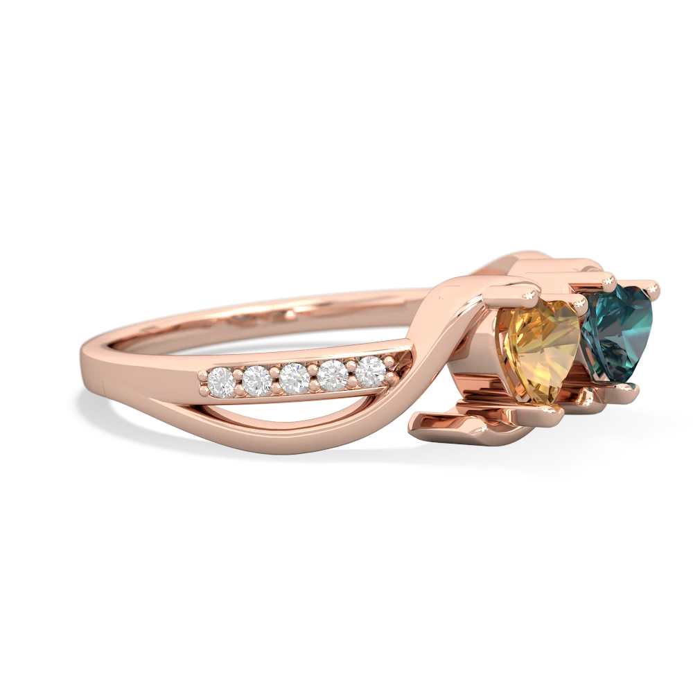 Citrine Side By Side 14K Rose Gold ring R3090